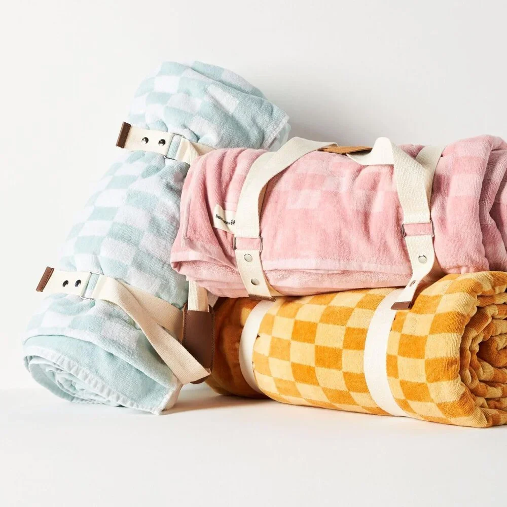 Business & Pleasure Beach Blanket Vintage Blue Check - Picture 5 of 5